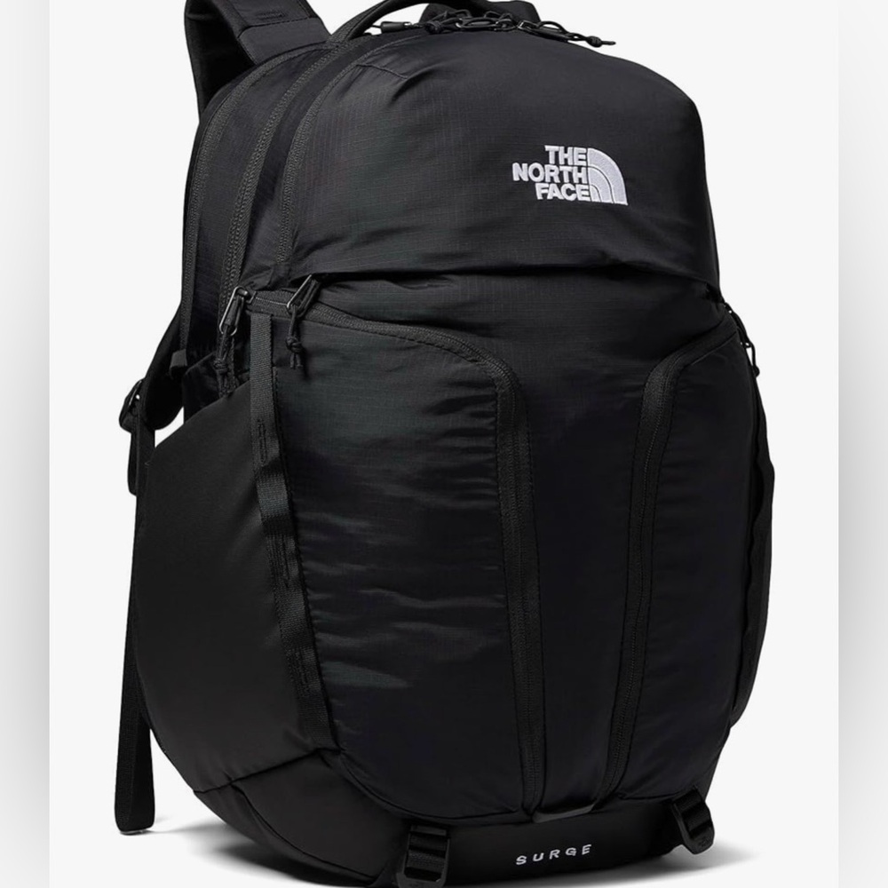 THE NORTH FACE Women's Surge Commuter Laptop Backpack, Tnf Black/Burnt Coral Met
